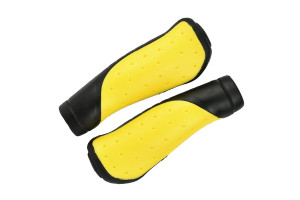 Грипсы MTB HL-GB306 black\yellow 130mm, эргономические, резина, черно\желтые (2022) 