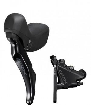 Ручка тормозная/шифтер Shimano GRX, ST-RX400/BR-RX400, левый, на 2 скорости, под дисковый тормоз, колодка с кулером 