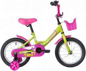Велосипед NOVATRACK TWIST 14&quot; зеленый-розовый (2021) 