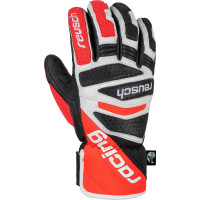 Перчатки горнолыжные Reusch Worldcup Warrior DH black/white/fluo red
