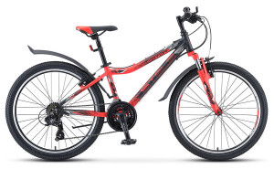 Велосипед Stels Navigator-450 V 24&quot; V030 черный/неоновый-красный (2020) 
