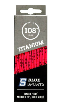 Шнурки хоккейные BlueSports Titanium Waxed Neon Pink/Black, с пропиткой, литой кончик
