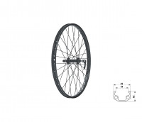 Колесо переднее KLS WASPER V-brake F, 24", чёрное