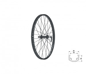 Колесо переднее KLS WASPER V-brake F, 24&quot;, чёрное 
