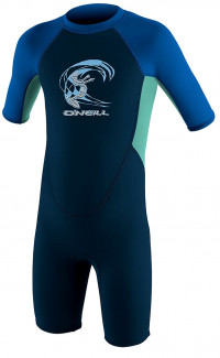 Гидрокостюм детский короткий O'Neill Toddler Reactor-2 2mm Back Zip S/S Spring Slate/Lightaqua/Ocean (2021) (4867 FQ2)