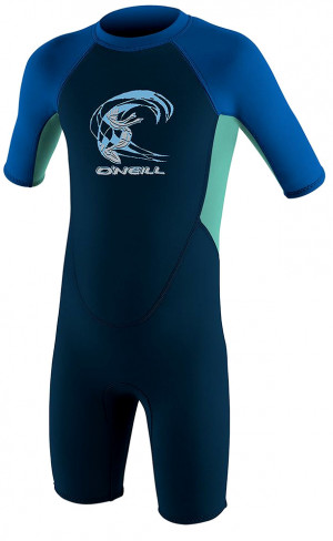 Гидрокостюм детский короткий O&#039;Neill Toddler Reactor-2 2mm Back Zip S/S Spring Slate/Lightaqua/Ocean (2021) (4867 FQ2) 