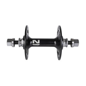 Втулка NOVATEC 5-326701 Singlespeed/Fixie алюминиевая, передняя, 32отверстия, OLD100мм, ось М9х140мм, анодированная, черная 