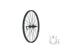 Колесо заднее KLS WASPER CASSETTE V-brake R, 24", чёрное