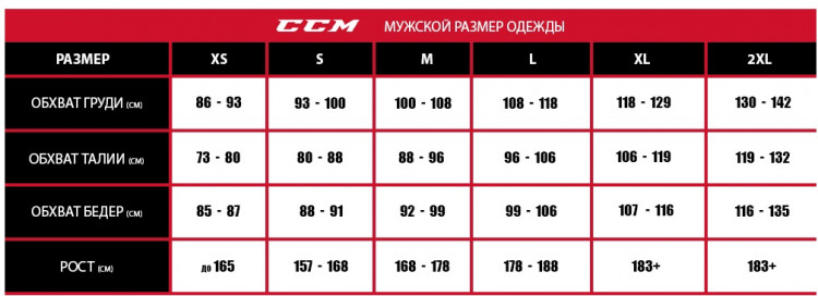 CCM 5000 Practice Jersey Junior Size Chart