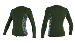 Гидромайка женская длинный рукав O&#039;Neill WMS SIDE PRINT L/S RASH GUARD emerald green 5406S GF4 (2020) 