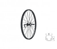 Колесо заднее KLS WASPER FREEWHEEL V-brake R, 24", чёрное