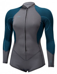 Гидрокостюм женский без ног длинный рукав на молнии O'Neill WMS Blueprint 2/1.5 Front Zip L/S Surf Suit Graphite/Blue Haze (2021) (5447 GV8)