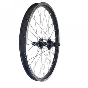Колесо Veloolimp 20&quot; BMX заднее, обод двойной алюм. б/пист. чёр., втулка алюм.36H,ось 14мм,под трещотку, гайка,чёр. 