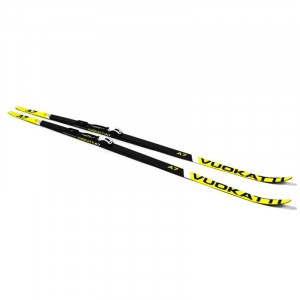 Беговые лыжи Vuokatti с креплениями NNN Step-in (Wax) black/yellow 195 см 