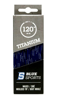 Шнурки хоккейные BlueSports Titanium Waxed Royal/White, 304см, с пропиткой, литой кончик