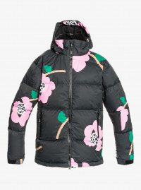 Сноубордическая куртка Roxy Rowley X PUFFERJK J SNJT KVM6 TRUE BLACK ROWLEY FLOWER (2022)