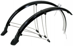 Крылья M-Wave 5-386104 с электропроводкой, 26&quot;х60 мм, с защитой на усах и резиновыми брызговиками, передние 800 мм, задние 1180 мм, металлопласт., черный 