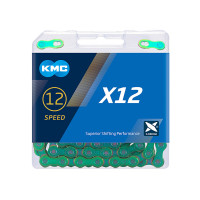 Цепь KMC 5-303696 X12 Aurora Green 11/128" 12ск. 126 звеньев, с замком, X Bridge, д/SHIMANO/SRAM, зеленый "бензина!"