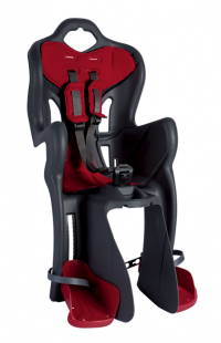 Сидение заднее BELLELLI B-One Standard, на велосипед 29", до 22 кг, тёмно-серый/красный