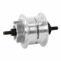 Втулка динамо Shimano, 3D32, 36 отверстий, 6V-3W, под гайки, дисковая под 6 болтов, с SM-DH10, цвет серебро