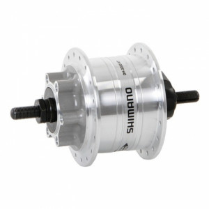 Втулка динамо Shimano, 3D32, 36 отверстий, 6V-3W, под гайки, дисковая под 6 болтов, с SM-DH10, цвет серебро 