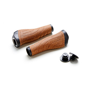 Ручки на руль CLARKS CE234-CORK 3-195 эргономичные 130мм с 1 внутренний фиксат. черно-коричневые КОРКОВЫЕ 