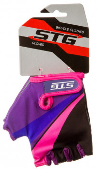 Перчатки STG летние с защитной прокладкой,застежка на липучке, фиолетовый/чёрный/розовый