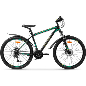 Велосипед Aist Quest Disc 26" черно-зеленый рама: 16" (2026) 
