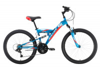 Велосипед Black One Ice FS 24 голубой/белый/красный (2021)