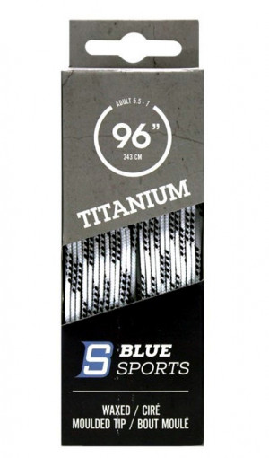 Шнурки хоккейные BlueSports Titanium Waxed White/Black, 249см, с пропиткой, литой кончик 