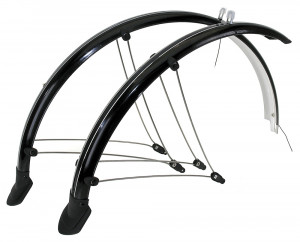 Крылья M-Wave 5-386110 с электропроводкой, 20&quot;х56 мм, с защитой на усах и резиновыми брызговиками, передние 560 мм, задние 660 мм, металлопласт., черный 
