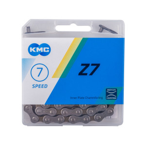 Цепь KMC 5-303710 Z-7 1/2"х3/32" 114зв. 7,3мм с замком 6-7скоростей, в пластик. коробке серо-коричн. 