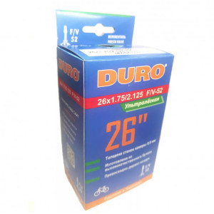 Велокамера Duro 26x1.75/2.125 F/V-52 (47/57-559) (легкая 138гр, 0,6мм) DHB01050 