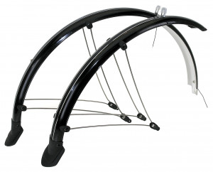 Крылья M-Wave 5-386115 с электропроводкой, 28/29&quot;х56 мм, с защитой на усах и резиновыми брызговиками, металлопласт., черный 