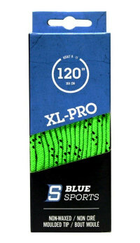 Шнурки хоккейные BlueSports XL-PRO, Lime/Black, 304см, без пропитки, литой кончик
