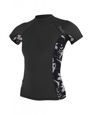 Гидромайка женская O&#039;Neill короткий рукав WMS SIDE PRINT S/S RASH GUARD BLK/ALBNYFLR S18 (5058S EN5) 