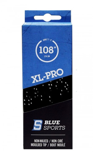 Шнурки хоккейные BlueSports XL-PRO Black/White, без пропитки, литой кончик 