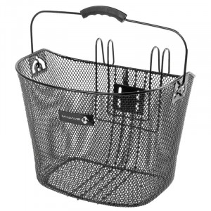 Корзина M-Wave BA-F Hang 5-431502 передняя 33х26х26/22 см, сталь, универсальное крепление на руль с ручкой, черный 
