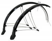 Крылья M-Wave 5-386117 с электропроводкой, 24"х56 мм, с защитой на усах и резиновыми брызговиками, металлопласт., черный