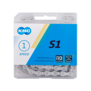 Цепь KMC 5-303740 S1 Wide RB 1/2"х1/8" 112зв. 8,6мм, антиржав. покрытие, с замком в пластик. коробке, серая 1скор. 