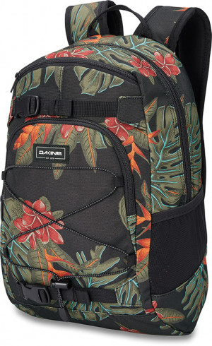 Женский рюкзак Dakine Grom 13L Jungle Palm (чёрный с листьями и цветами) 