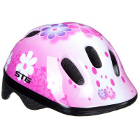 Шлем защитный MV6-2 бело-розовый с цветами