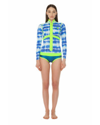 Гидрокостюм Glide Soul короткий женский длинный рукав SPRING SUIT FRONT ZIP 1mm T&D Print/Blue GS/Lemon