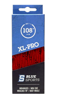 Шнурки хоккейные BlueSports XL-PRO Red/Black, без пропитки, литой кончик