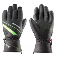 Перчатки Zanier Rauris GTX HE 24-schwarz черные с зеленой вставкой