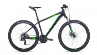 Велосипед Forward Apache 27.5 2.0 disc черный/ярко-зеленый рама 15" (2022)