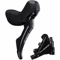 Ручка тормозная/шифтер Shimano 105, ST-R7020 левый, BR-R7070, 2 скорости, J-KIT, под дисковый тормоз 140 мм, полимерный, колодка с кулером
