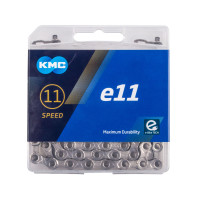 Цепь KMC 5-306110 e11 Silver 11/128" 11ск. 122 звена, 5,5мм, с замком, д/SHIMANO/SRAM, макс. прочность специально для E-Bikes, серебристая