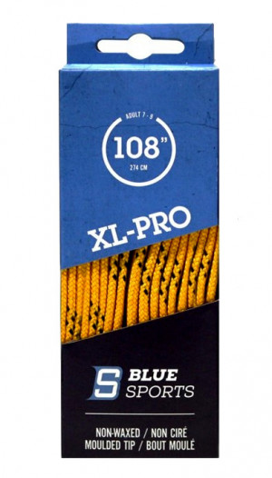 Шнурки хоккейные BlueSports XL-PRO Yellow/Black, без пропитки, литой кончик 