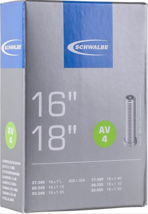 Велокамера 16-18" Schwalbe AV4 16'x1.1/18-1.35 (400 x 35A) IB AGV 40mm 85г (05-10410310) 